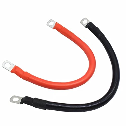 Image of 4AWG 20-Inch Battery Power Inverter Cables Set with 3 /8 inchLugs Terminals 4 Gauge x 20 inch (1 Black & 1 Red) for Car Marine Solar ATV Lawn Mower RV Motorcycle