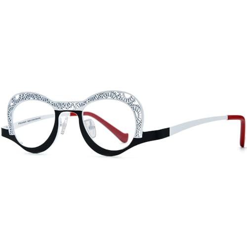 Image of FONEX Colorful Pure Titanium Glasses Frame Women Retro Round Eyeglasses