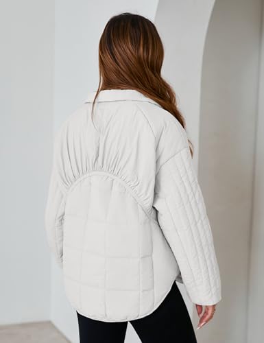 Daacee Women's Oversized Lightweight Quilted Pullover Jacket in White - Half Zip, Cozy & Chic, Sizes XS-2XL - Image 3