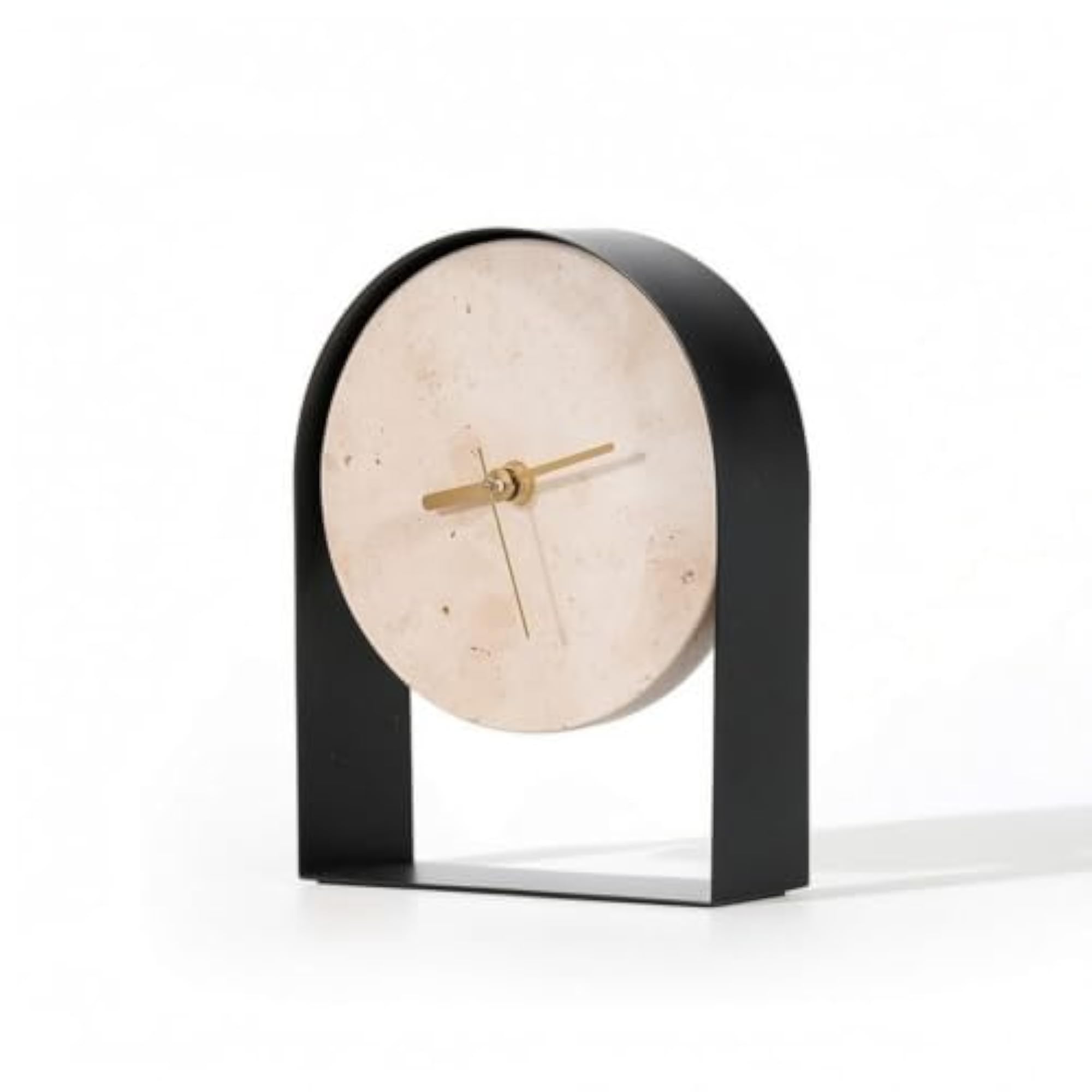 Compact Stone Face Clock, Minimalist Design for Shelf
