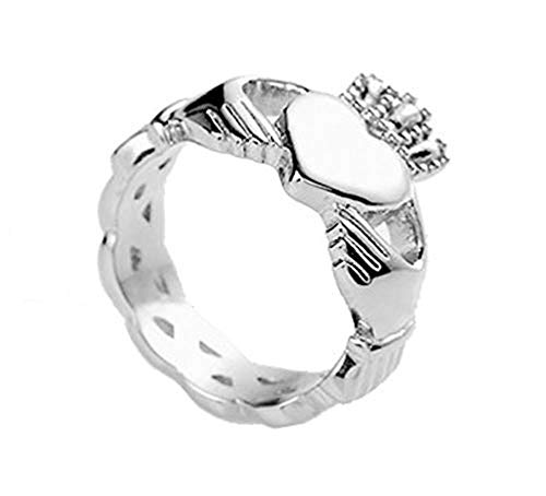 Irish Ring Claddagh Rings for Women. (Size 7) Stainless Steel - Lovers Heart Celtic Rings for Women with Triquetra Ring Jewelry Design - Irish Gifts (7)