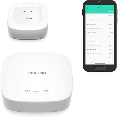 Image of YoLink Smart Home Starter Kit: Hub & Water Leak Sensor 1, LoRa Up to 1 /4 Mile Open-Air Range, SMS /Text, Email & Push Notifications, w /Alexa, IFTTT, Home Assistant