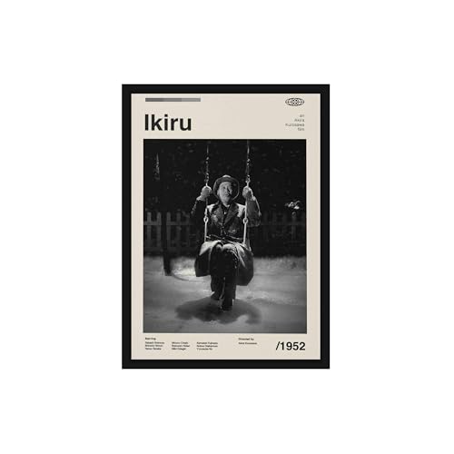 Image of BLINKART Ikiru Vintage Movie Poster Frame 12x18 Inch | Premium 300 GSM Paper Wall Print | Mid Century Vintage Film Artwork for Home, Bedroom, Living Room, Office | Framed Photo Decor