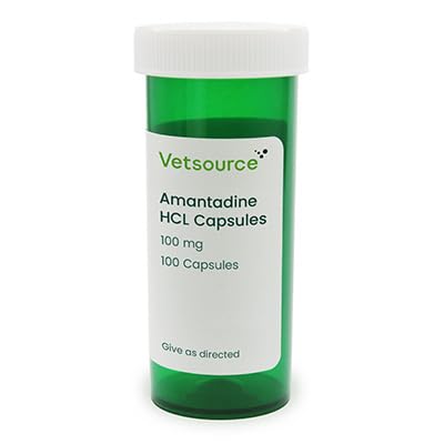 Amantadine HCL Capsules for Animals, 100 mg, 100 Capsules