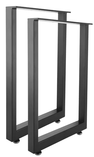 Homtone Lot de 2 Pieds de Table Métal, Pied de Table Industriel en Fer pour Table a Manger, Table Basse, Table Haute, Plan de Travail, Noir (Carde Carré H...