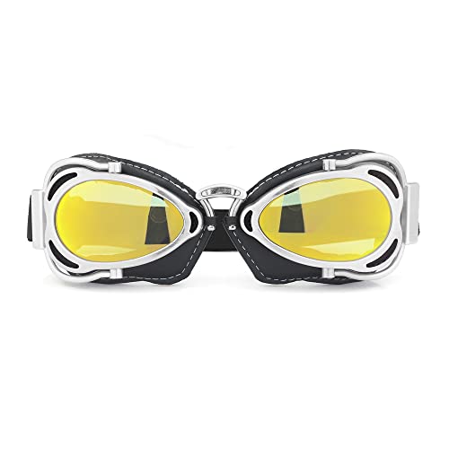 Heinmo Vintage Retro Pilot Goggles For Motorcycle Cruiser Scooter Biker Racing (White) #TOP4