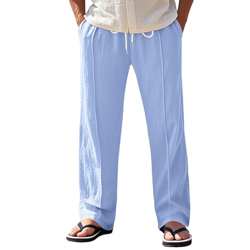 Men's Casual Linen Drawstring Pants Comfortable Relaxed Fit Breathable Lightweight for Daily Wear Outdoor Power