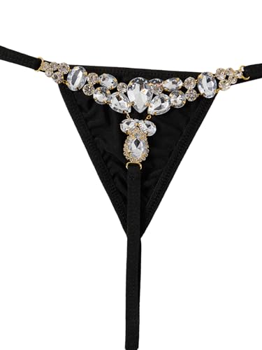 Image of RoseSeek Women's Sparkling Butterfly Chain Underwear Low Rise Cheeky G String Panty