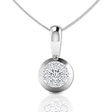 LORDS JEWELS Women’s Diamond Necklace – Genuine 0.09ct Natural Diamond Pendant in 9ct White Gold Pendant with 46cm White Gold Chain - Gift for Her (Cluster)