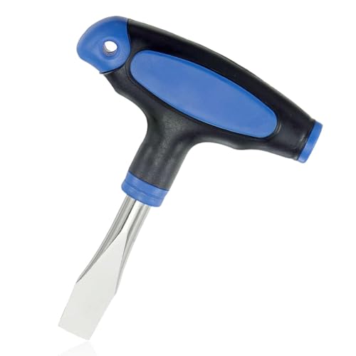 VZU Destornillador de cabeza plana con mango en T de 12 mm, destornillador de hoja plana de acero al carbono, destornillador de cabeza plana de mango ergonómico con mango de plástico para juegos de