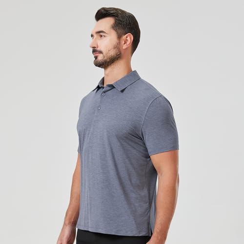 netdraw Camisa polo masculina leve de viscose de bambu ultra macia com bainha curvada FPS 50+ manga