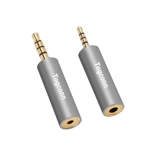 2.5mm to 3.5mm TRRS Adapter 2 Pack 2.5mm Male to 3.5mm Female/3.5 mm Male to 2.5 mm Female Audio Jack Converter Connector Stereo/Mono Auxiliary Plug for phones Headphone Tablets Support Mic Function