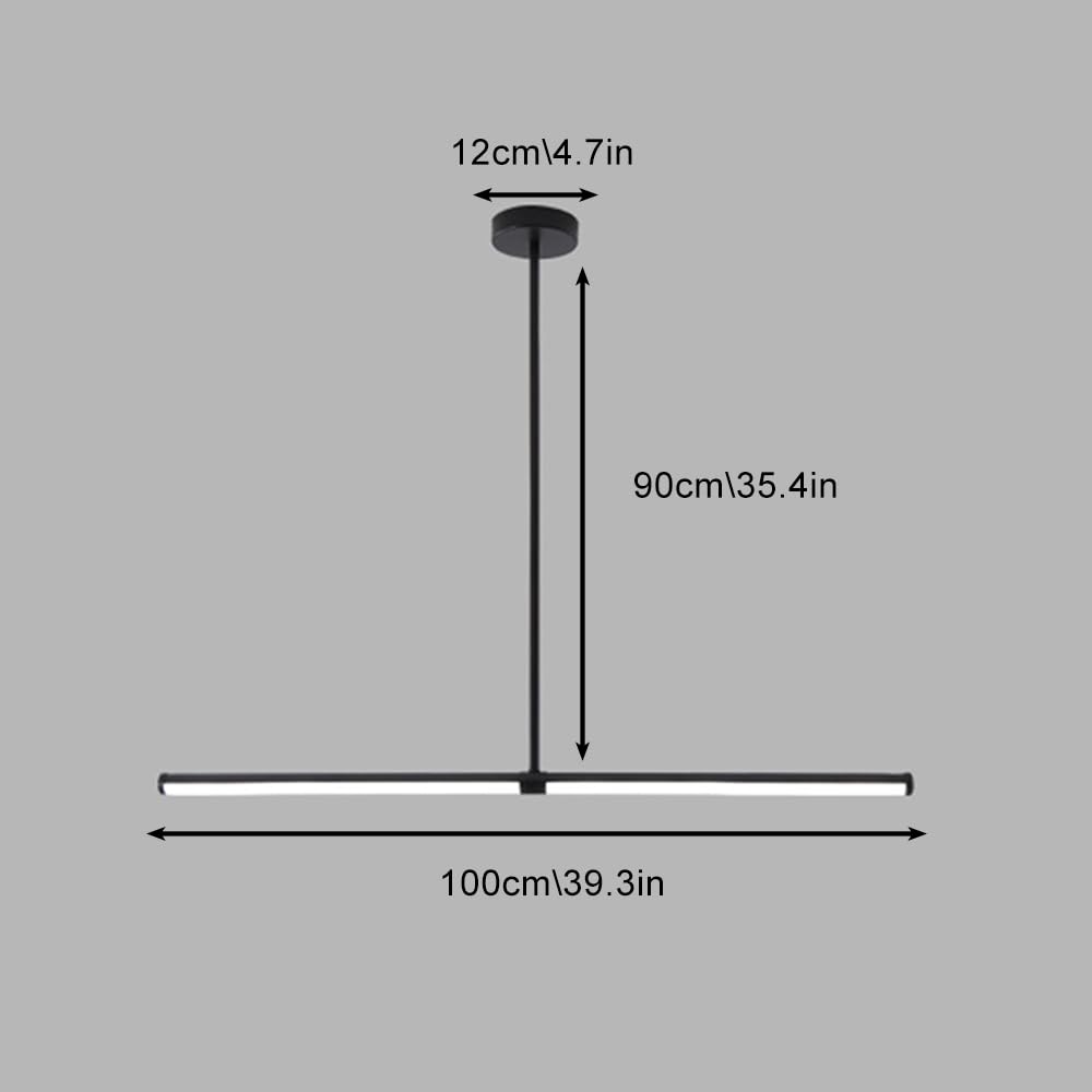 Lampadari a LED Neri, lampade a Sospensione lineari per Sala da Pranzo, lampadario per Isola Cucina, plafoniera, 100 cm, 28 W, lampade a Sospensione per Tavolo, Ufficio, Bar, stell
