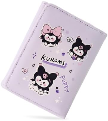 PALAY Small Wallet Kuromi Cartoon PU Leather Tri-Fold Card Holder Purple