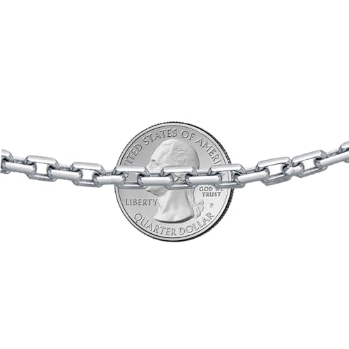 Savlano 925 Sterling Silver 5.5-6.5MM Boxed Anchor Link Necklace- Rhodium Plated Squared Cable Link Chain for Men Comes with Gift Box- Made in Italy3