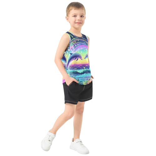 Boys' Tank Top Shirt Glowing Neon Dolphin Sleeveless T-Shirts4