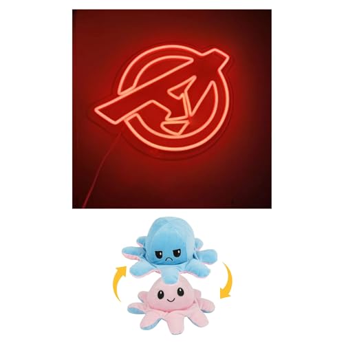 Image of EITHEO Stuffed Animal Plushie Stuffed Toy for Kids (Neon Avengers + Small Octopus Pink)