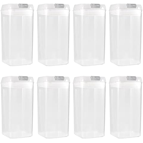 MANCHAP 8 x 1200ml Airtight Food Storage Container, 1.2L Plastic Cereal Canisters with Lids, Kitchen Pantry Organiser for Refrigerator, Travel Cover