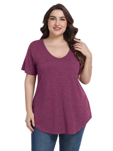 Image of BELAROI Women Plus Size Tops V-Neck Tunics Shirts