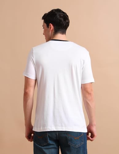 Image of U.S. POLO ASSN. Brand Printed Cotton T-Shirts for Men - Half Sleeves Mens Casual T Shirts - M, White