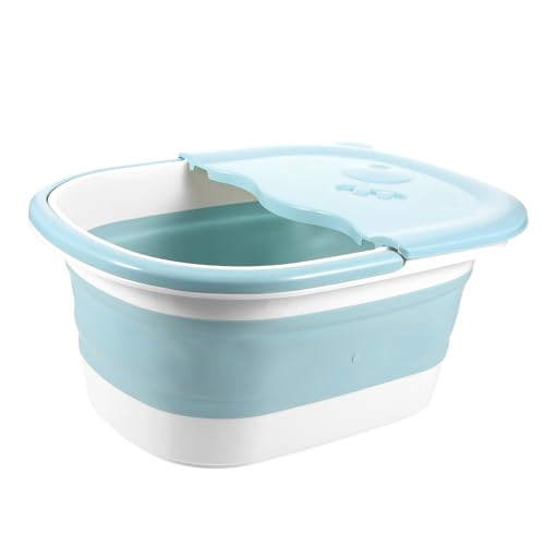 NIYANGLE 1 Pieza Baño de pies remojo de pies para agua entrada con bath bañera plegable lavabo plegable portátil pediluvio plegable Cuenca de baño lavabo portatil el plastico Azul