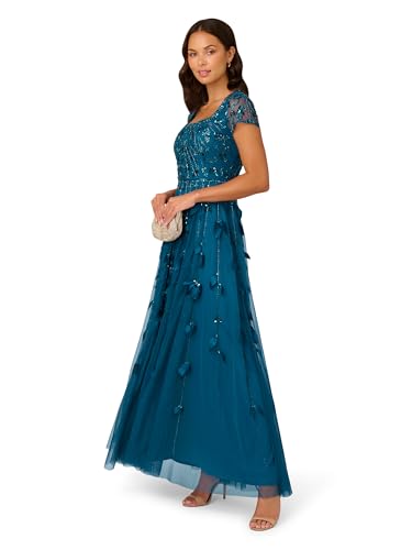 Adrianna Papell Womens Bead 3D Petal Long Dress4