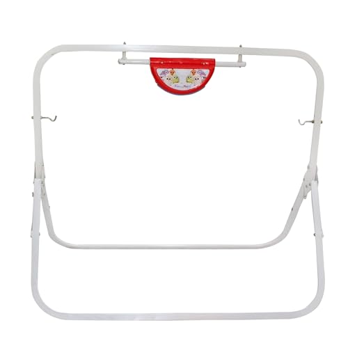 Image of BABYBLESSING Baby Cradle with Swing and Mosquito Net | with 4 Wheels | Foldable & Movable | Sturdy and Safe | Durable | Jhulla | Palna | Easy to use | Red