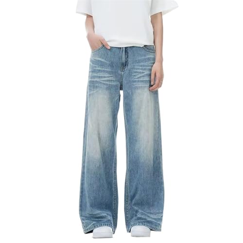 Men's Jeans Summer American Loose Casual Wide-Leg Straight-Leg