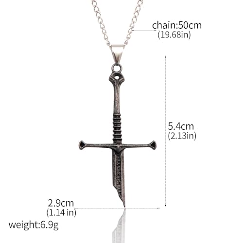 SONGCHANGJEWELRY Narsil Broken Sword Necklace - LOTR Lord Power Pendant - Gothic Cosplay Jewelry Accessories Gift for Man Woman Fans2