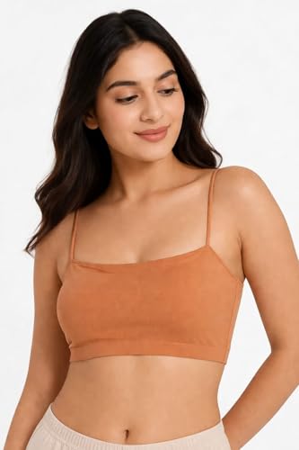 Image of Seamless Padded Bralette for Women | Free Size (Best Fit 28-32 Bust, S to M) | Stretchable Wireless Camisole Bra | Soft Comfortable