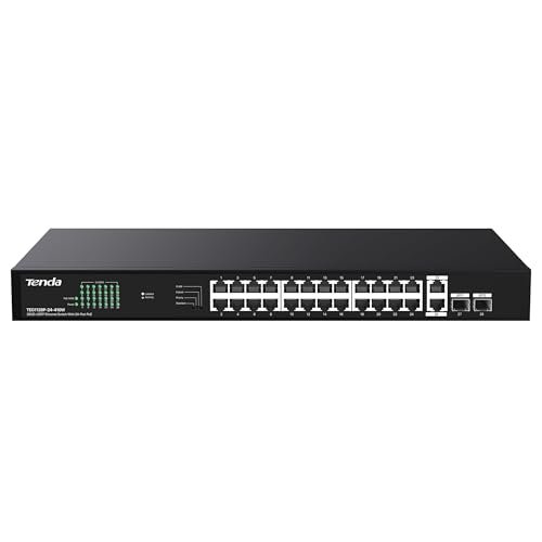 D-Link 30-Port PoE Switch Review 5 Tenda 28 Port Gigabit PoE Switch | Rackmount PoE Ethernet Switch | 24*PoE+ Port & 2*Gigabit Uplink & 2*SFP Slot | Up to 410W | Smart Power Management | One-Key VLAN / Priority / Extend Mode (TEG1128P)