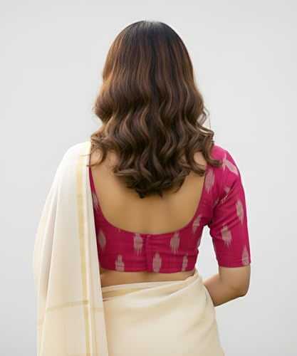 Image of Cotton Pochampally ikat unstitched blouse, Kurthi, long frock fabric material for women (1 meter, 2 meters & 3 meters)