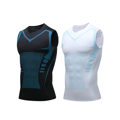 MEIION Underfit Homme,Underfit Debardeur Homme,Débardeur de Compression Gainant,Gilet de Modelage Ionique,Compression Avancée pour Sculpter la Silhouette et Réduire la Graisse Thoracique