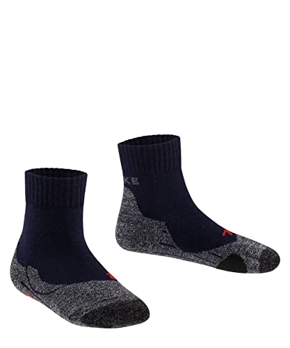 FALKE Unisex Kids TK2 Explore Short Hiking Socks, Quarter Length, Medium Padding, Breathable Quick Dry, Merino Wool, Blue (Marine 6120), 3-6, 1 Pair4