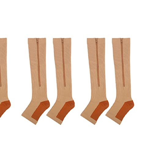 Meia de Compressão Com Zíper na Altura do Joelho, Elástica, Respirável, Sem Dedos, Meia de Compressã