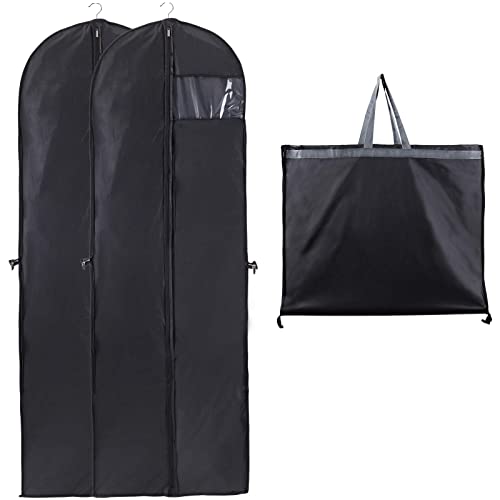 Niviy 60x180cm Funda Ropa Negro Funda Vestido Novia Plegable Resistente al Polvo y Manchas Bolsas de Ropa Fundas de Ropa Grandes para Vestidos de Novia o Fiesta Negro (2pcs)