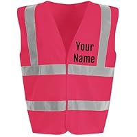 Hippowarehouse Personalised Kids Hi Vis Vest Hi Viz Reflective Safety Vest for School Waistcoat Security Custom Pink