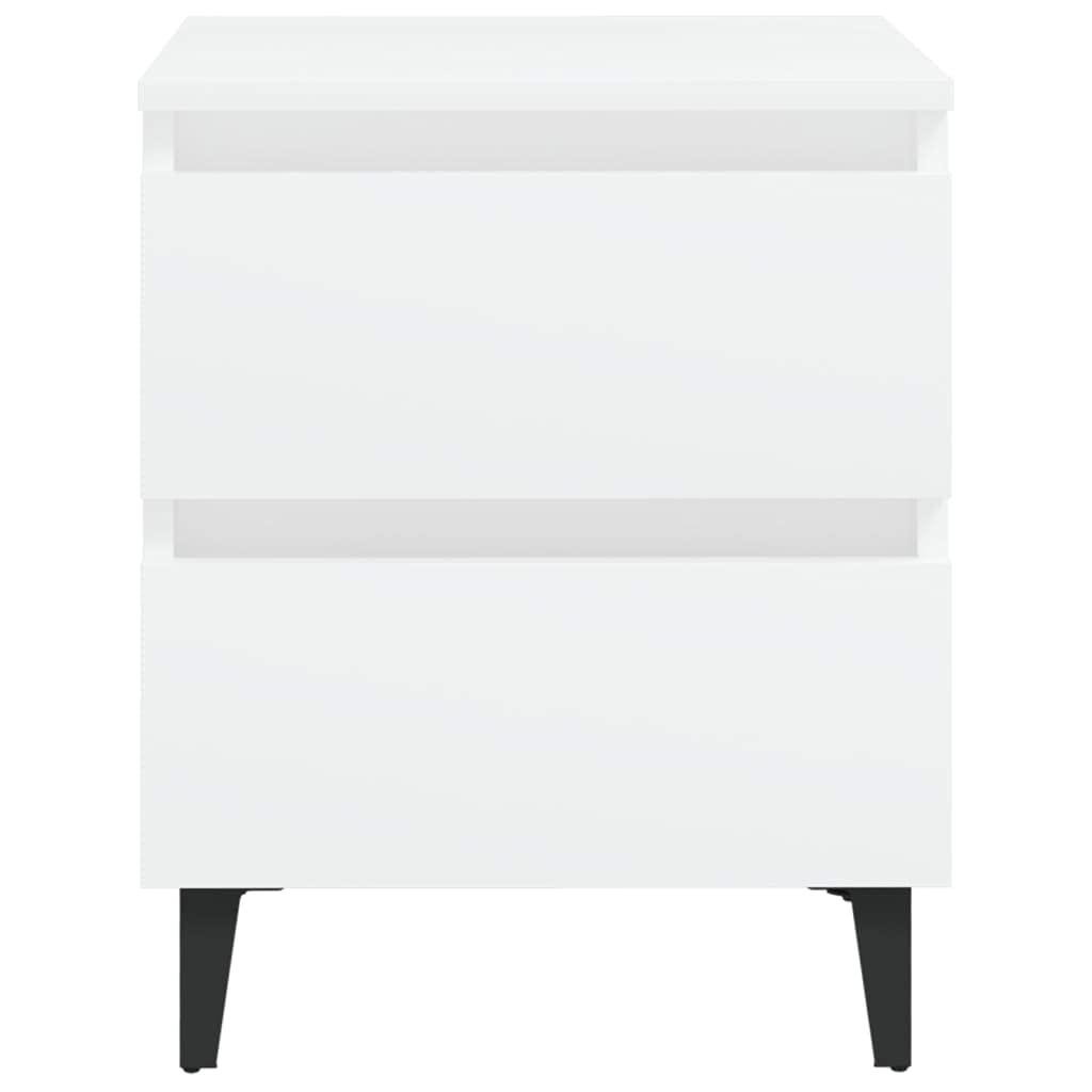 Juego de 2 mesitas de noche, color blanco, 40 x 35 x 50 cm, material de madera con dos cajones, mesa auxiliar estable para dormitorio y salón, encanto industrial, fácil limpieza