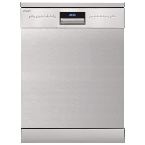Exquisit® Lavavajillas 60Cm, Clase B, Acabado Inox,14 Servicios, 6 Programas, Display Digital, Indicador Falta Sal y Abrillantador, Inicio Diferido, Consumo 65 kWh/100ciclos, Medidas 84,5x59,8x60 Cm.