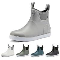 zaxunai Wellies Men's Half Height Waterproof Lined Protective Non-Slip Ankle Boots Basic PVC Chelsea Boots, gray, 12 UK