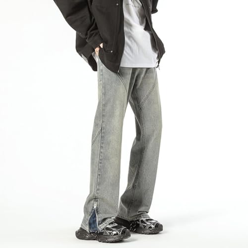 Jeans Pants Trousers Denim Spring and Autumn High Street Men's Design Sense Zipper Micro Pull Loose Classic Long3