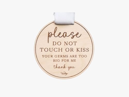 Image of Petals of July Please Do Not Touch or Kiss Baby Sign, No Touching Baby Car Seat or Stroller Tag, Do Not Touch Sign for Newborn