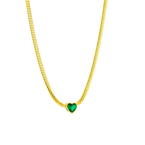 Collier cœur blanc et vert cristal pour femme finition prestige