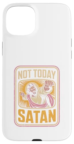 Not Today Satan Funny Jesus Christian Retro �X�}�z�P�[�X iPhone 15 Plus �p