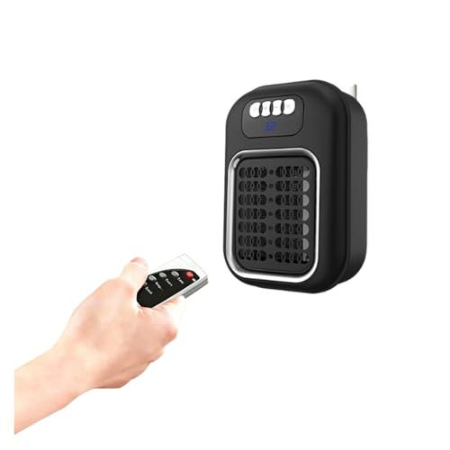 CUSTOMRUNNER Calefactor de Pared Enchufable de 400 W, de Bajo Consumo, con Control Remoto y Temporizador, de Cerámica Ultrasilencioso for Dormitorio, Baño y Oficina(Black)