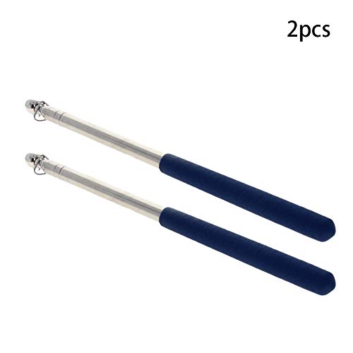 Image of Othmro 2Pcs Hollow Telescopic Teachers Pointer, Teaching Pointer Stick for Classroom, Metal Hand Retractable Pointer Extended Length 35.4 inch, Handheld Presenter Whiteboard Pointer (Blue)