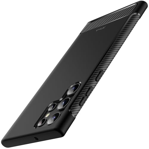 JETech Slim Fit Case for Samsung Galaxy S22 Ultra 5G 6.8-Inch Thin Phone Cover with Shock-Absorption and Carbon Fiber Design (Black)
