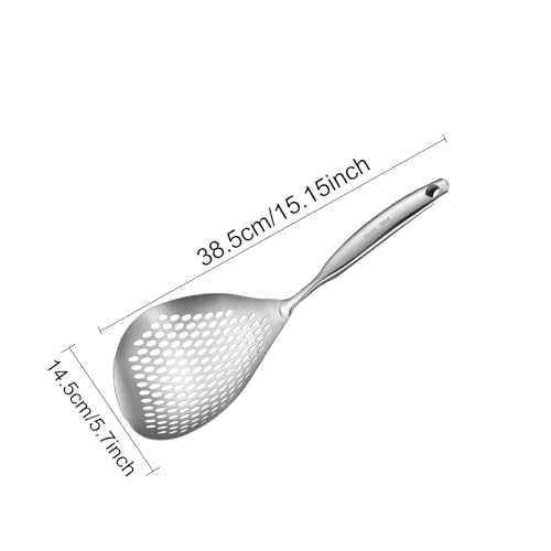 Schiumarola in Acciaio Inox 304, Cucchiaio per Schiumarola in Metallo, Mestolo Colino Cucchiaio a Fessura per Pasta e Verdure, Skimmer da Cucina, Schiumatoio per Cucinare Friggere, Diametro 14,5 cm - immagine 3