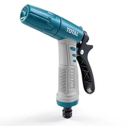 TOTAL Heavy Duty Garden Hose Nozzle, High Pressure Water Spray Gun with 3/4 Inch Connector, Adjustable Multi-Function Nozzle for Gardening, Car Washing, Pet Bath & Home Cleaning, ABS Plastic