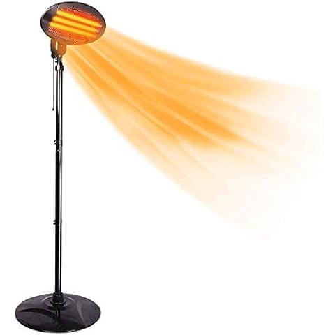 Electric Patio Heater - 2000W Outdoor Heaters Free Standing Quartz Electric Garden Patio Heater - Waterproof - Adjustable Height, Stand, and Heat Angle - 3 Power Setting (Standing) Cover